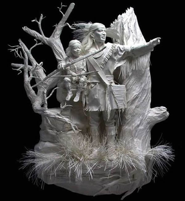 【纸艺】美国PattyEckman的印第安人纸雕