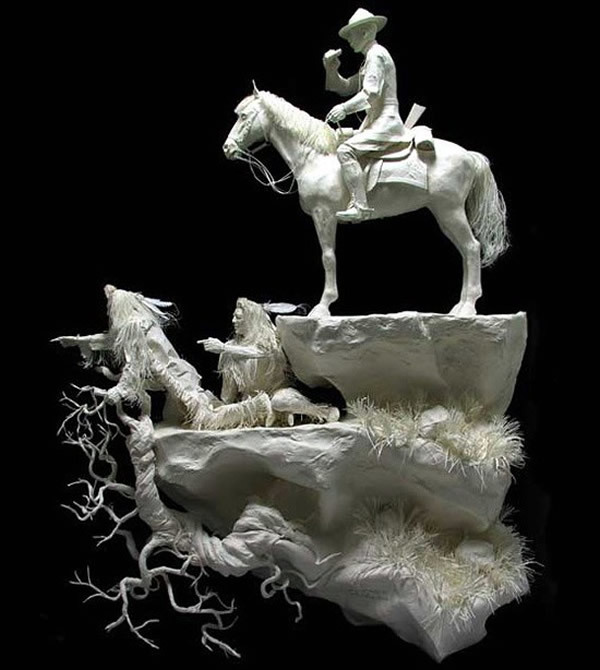 【纸艺】美国PattyEckman的印第安人纸雕