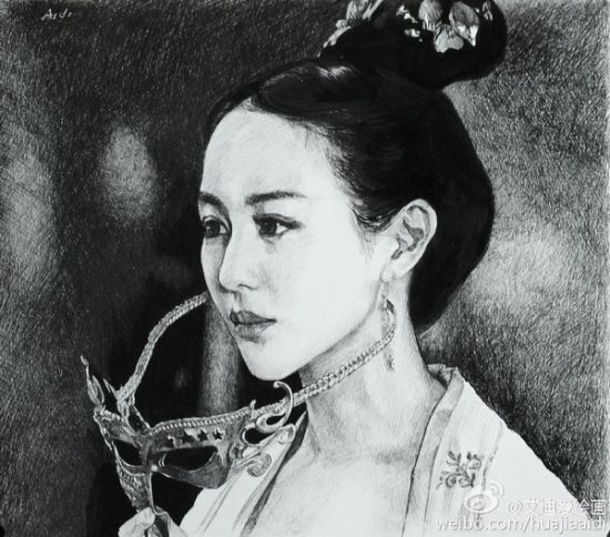 粉丝手绘武媚娘传奇钢笔画