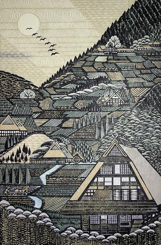 東京藝術家RayMorimura（雷森村）的木刻版畫作品