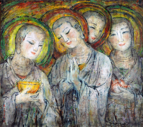 蘇法融 大悟无言 宣纸油画 106x96cm