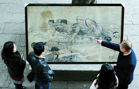 宗其香巨幅国画“嘉陵江上”面世。记者唐浩摄