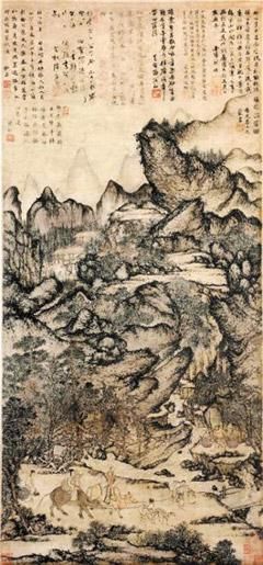 图为2011年位居世界美术品拍卖价格排行榜第二位的《雉川移居图》。