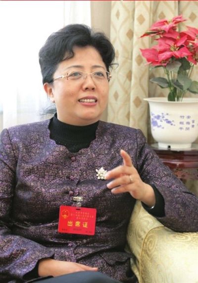 东城区区长杨艺文在接受记者采访。