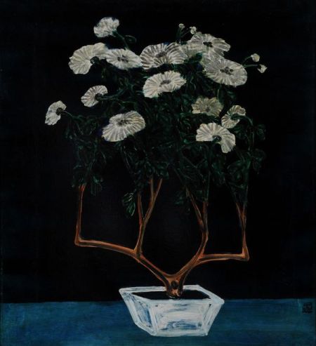 《幽蓝明菊》木板油画70×62cm1950