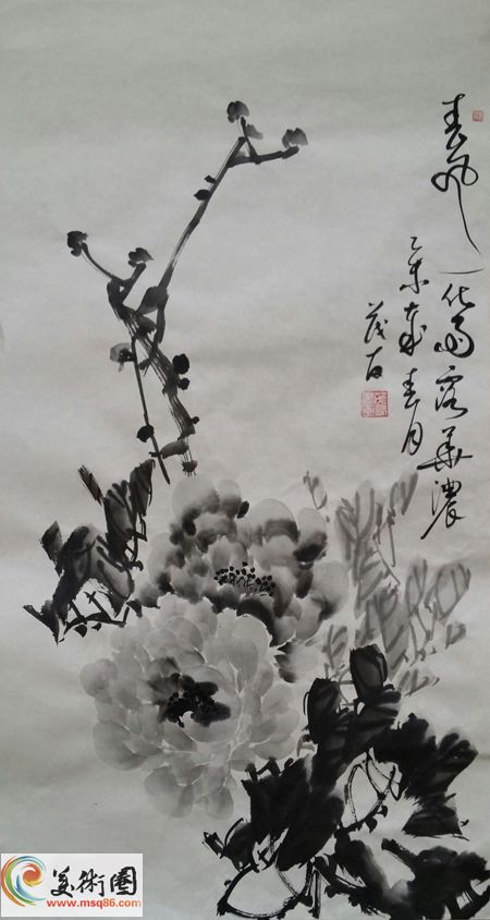 蔡茂友水墨牡丹作品欣赏一