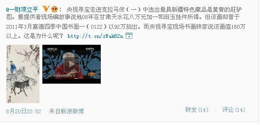 项立平认证微博上的截图