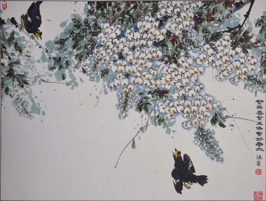 孙奕花鸟画新作展在山东工艺美术学院举办