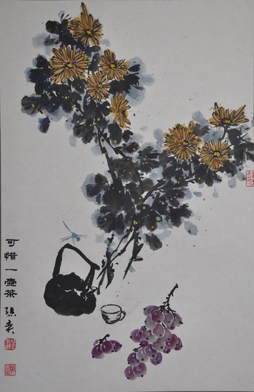 孙奕花鸟画新作展在山东工艺美术学院举办