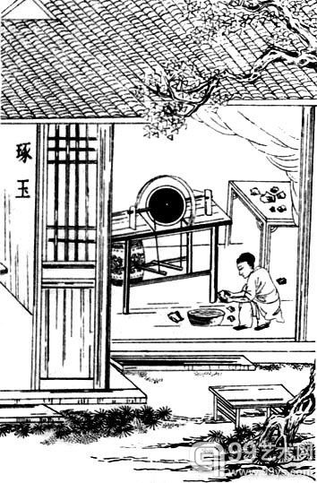 古人琢玉图