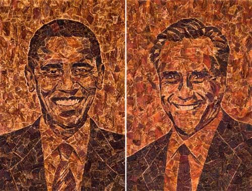 美国艺术家的牛肉干总统肖像画