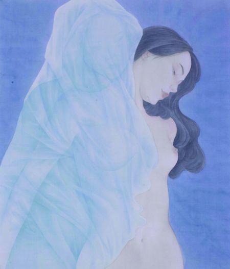 赵东国画作品《依偎》2010，53x62cm，绢本