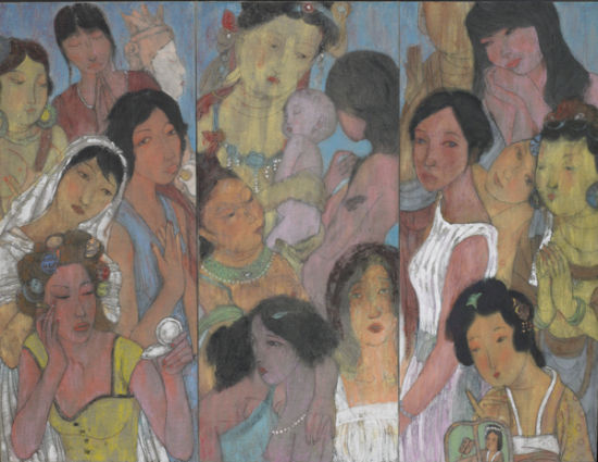 赵东国画作品《众面视佛》2007,180x135cm