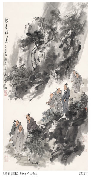 顾平中国画《踏青归来》