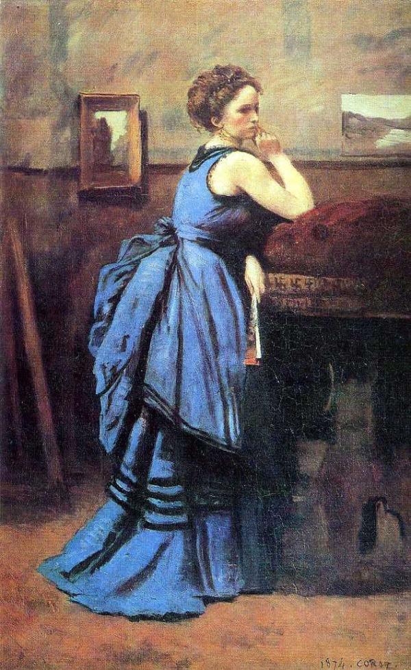 油画 法国风景画家柯罗作品赏析    此画系科罗晚年的肖像杰作.