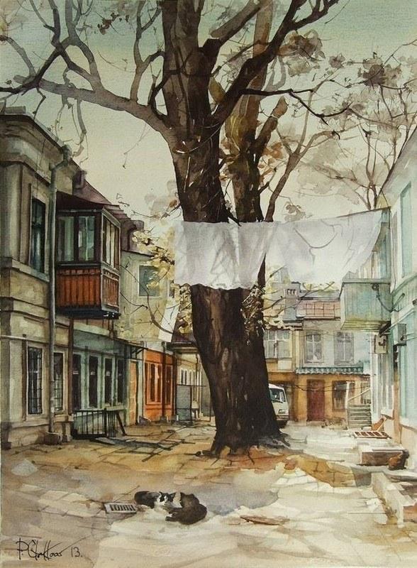 乌克兰画家夫斯基·鲍威尔·保利科斯的风景画