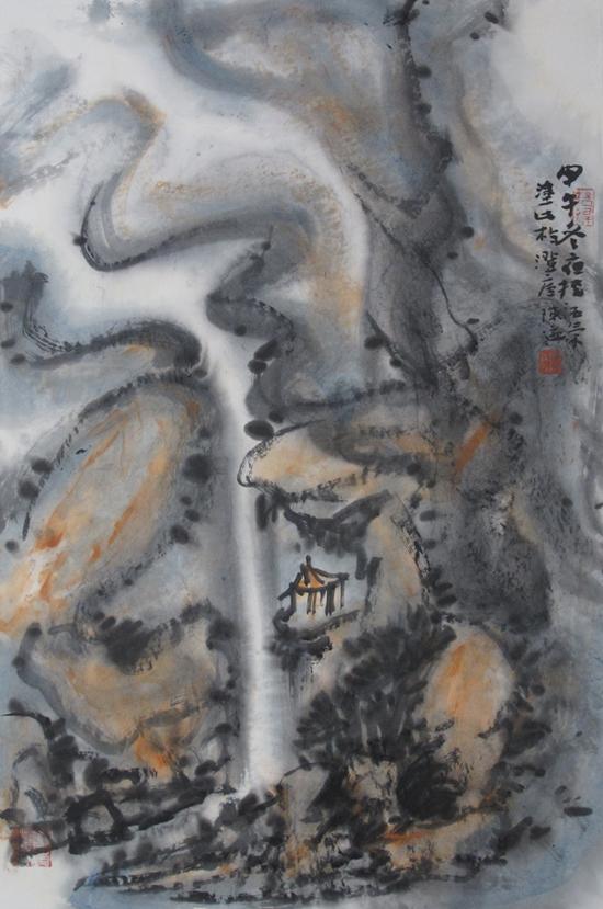 2.陈迹  大瀑天外来  高68cm 宽45cm 纸本水墨 2014年.jpg