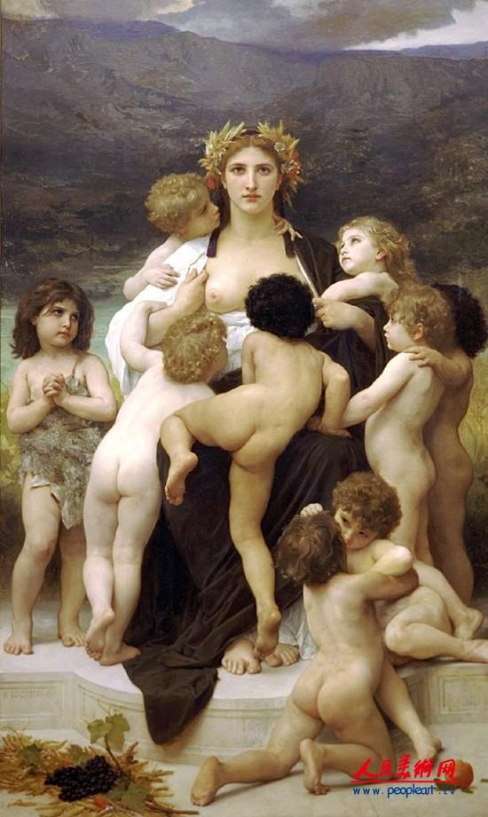 威廉·阿道夫·布格罗的油画作品妇女与小孩