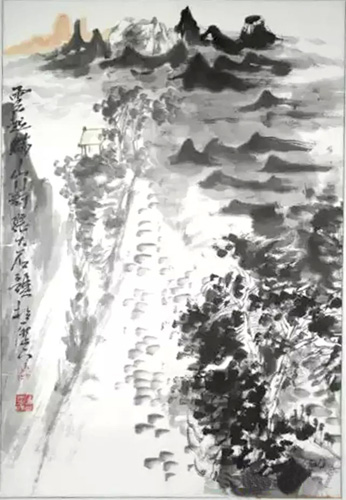 张志民 《云起满山石》 69x46cm