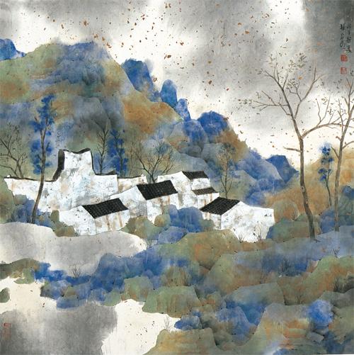 林容生 蓝色的慰藉 纸本设色 Lin Rongsheng, Consuelo azul, Tinta de color sobre papel  65×65cm 2008年.jpg