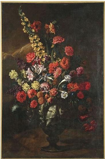 马里奥·努济，《瓶中的鲜花》（Composizione con vaso di fiori），布面油画 图片来自 artnet价格数据库