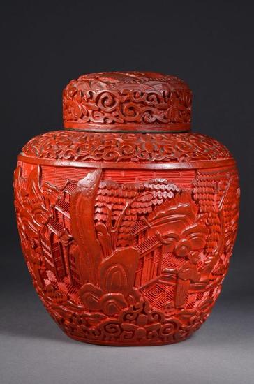 剔红茶叶罐 FINE CHINESE & ASIAN WORKS OF ART 成交价$450