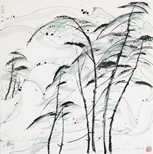 吴冠中　松曲
一九八六年作
设色纸本　镜心
70cm x 69cm
 (27½in x 27in).
估价：HK$400,000 - 600,000