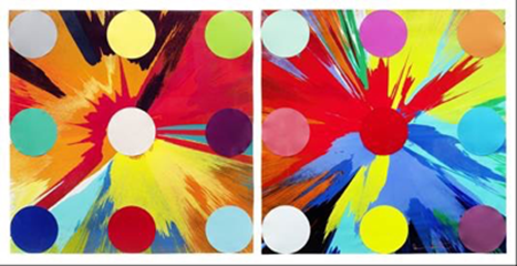 达明。赫斯特（Damien Hirst）

　　旋转与圆点画

　　Acrylic and collage on paper

　　Each 100 x 100 cm 

　　估价：HK$700，000 – 900，000