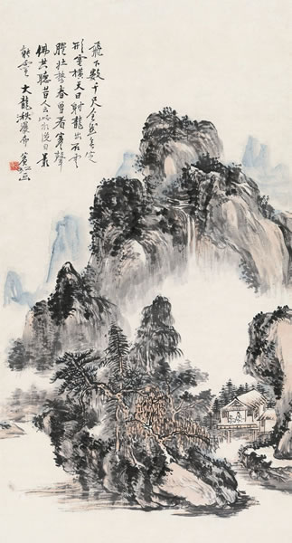 黄宾虹 大龙湫瀑布  镜心 设色纸本  75.5 × 41 cm RMB: 1,350,000-1,800,000 