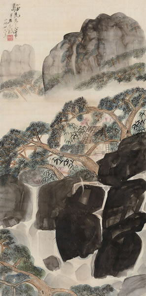林风眠 松涧流泉  立轴 设色绢本  1937年作 111.5 × 55 cm RMB: 1,200,000-1,800,000  