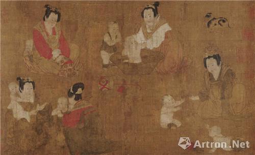 唐 周昉 《戏婴图》 30.8×48.5cm 绢本设色 美国大都会美术馆藏