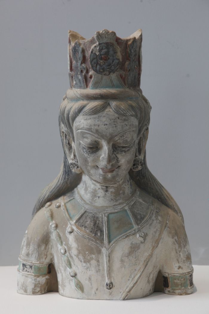 菩萨胸像　第259窟,北魏,高54厘米,孙纪元临摹Bust of bodhisattva West Wall, Mogao Cave 259, Northern Wei period, Height 54cm , Copy by Sun Jiyuan