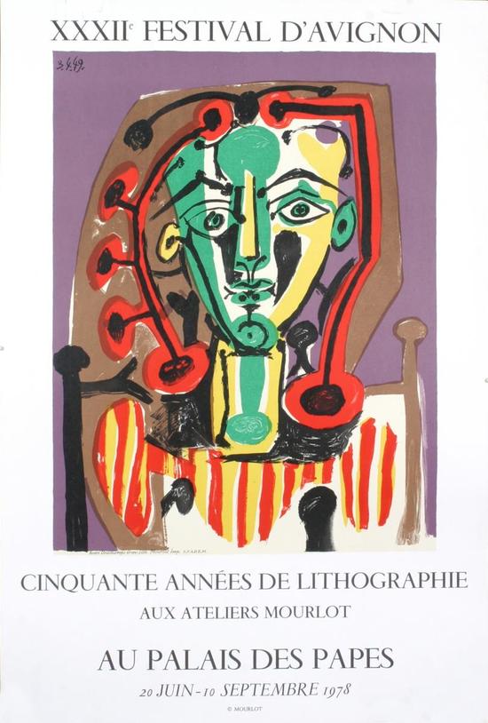 Palais des Papes Lot 159　　作者：毕加索　　起拍价格：300 美元　　年代：1978年，发行数量：300，材质：平版印刷，尺寸：29.75 x 20 英寸