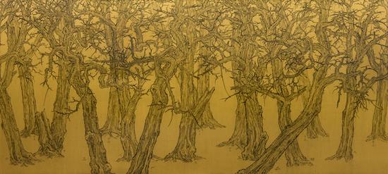 倪有鱼 Forest 布面油画 200x440cm 2014