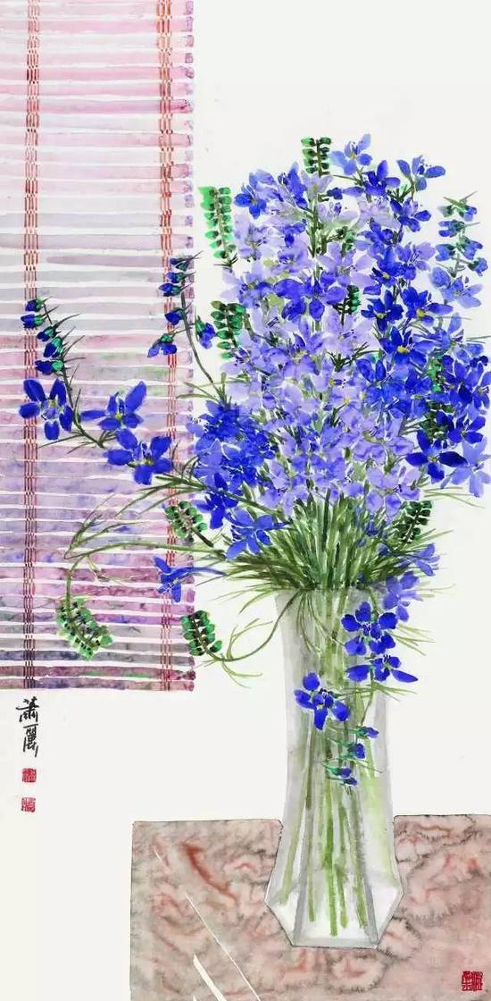 萧丽 阳春三月花气香  133cm×66cm  纸本设色  2014年