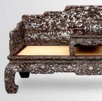 木】☆ 家具 紫檀木鏤空彫拐子紋方幾 ☆清朝期天然木 彫刻文様明