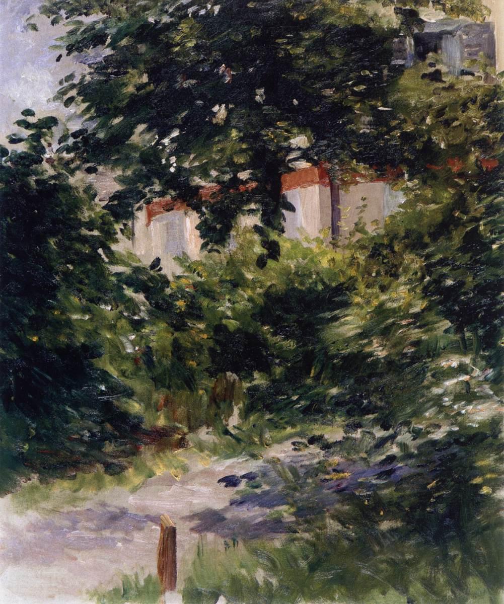 印象派画家爱德华·马奈的风景油画代表作品高清大图《楼里树叶》