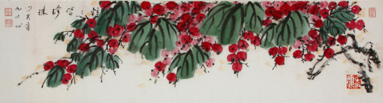 冯其庸 粒粒皆珍珠 34X138cm 纸本画心