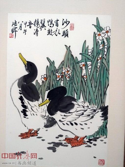 现场展出的张晖国画作品 中国经济网记者李冬阳摄