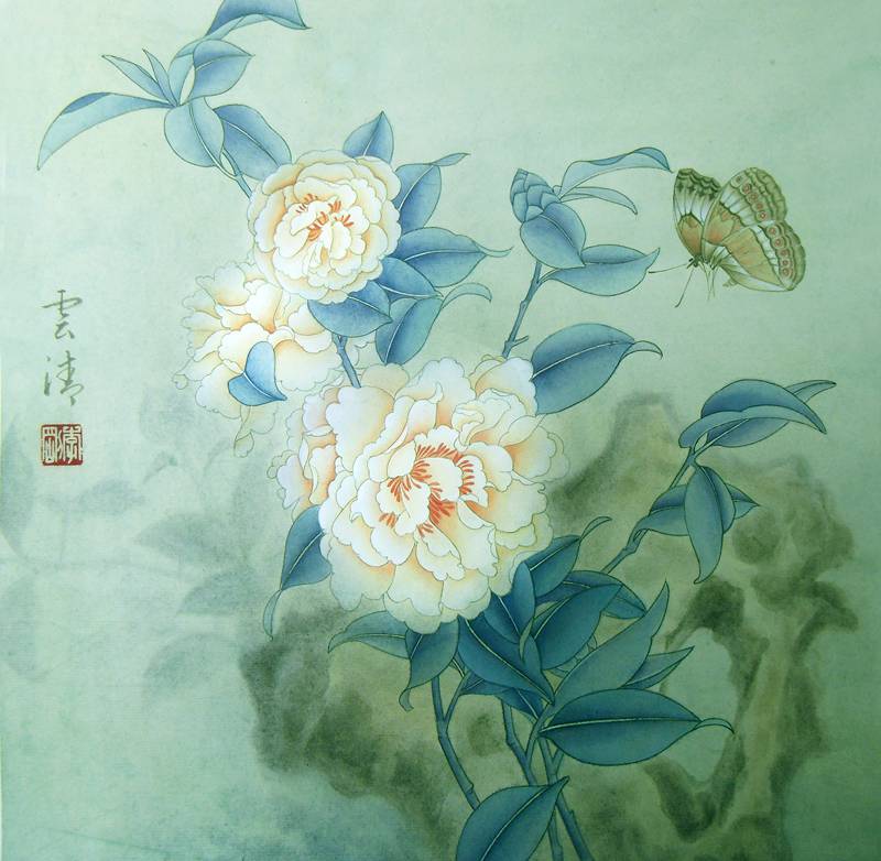 李刚工笔画-茶花