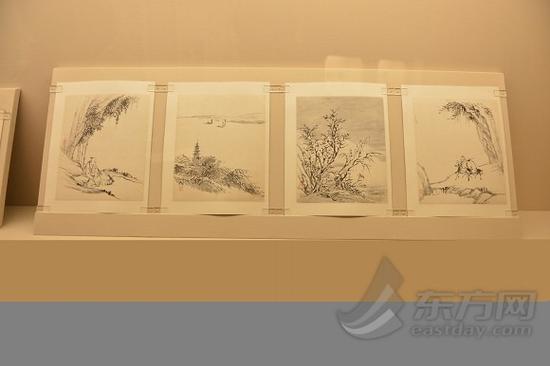 图为“竹素流芳——周颢艺术特展”今天起在上海博物馆开幕，全部展品共44件（套），其中周颢作品32件（套）。