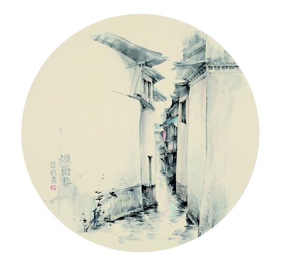 烟雨巷 58x58cm