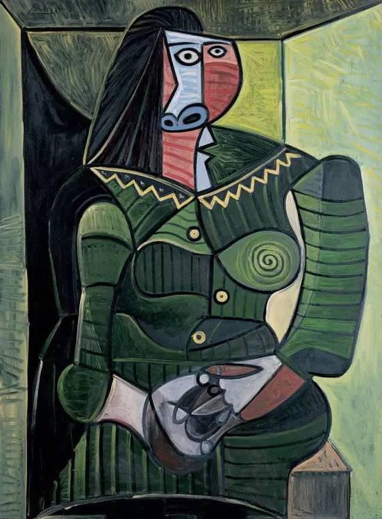 毕加索 Picasso - Woman in green (Dora)　　第一位是Fernande Olivier。同为艺术家的她与毕加索在1904年相遇，是她开启了毕加索的粉红时期。据说，油画《亚维农的少女》的其中一人为 Olivier。