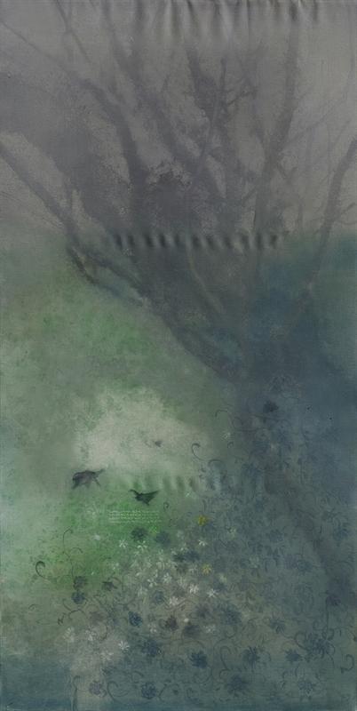 《隔开迷蒙烟雨》布面油画  180×80cm 2015- 2016年