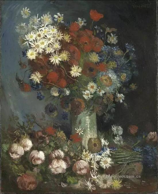 野花与玫瑰静物图Still Life with Meadow Flowers and Roses,1886by梵高