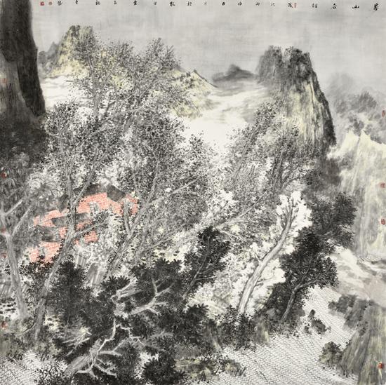 《家山晨话》尺寸：180×180cm.2016