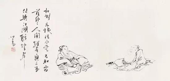 溥儒 《相对忘机》　　纸本镜片