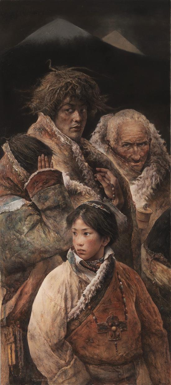 唐伟民转山Walking around Mountain 2013,180x90cm 布面油画(Oil on Canvas)