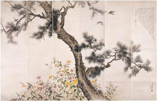 松菊 何香凝1931年 172×273cm设色纸本