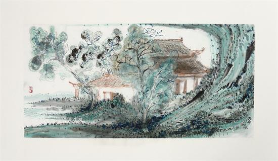 林淼 《山水小品》69x34.5cm，纸本水墨，2016年 1